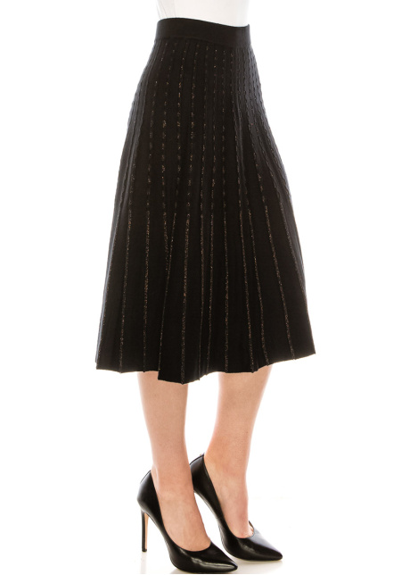 Pleated black skirt with golden accents