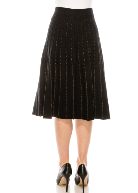 Pleated black skirt with golden accents