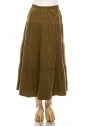 Ruffle Tiered Maxi Skirt in Olive Corduroy