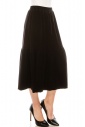 Flared Hem Midi Skirt in Black