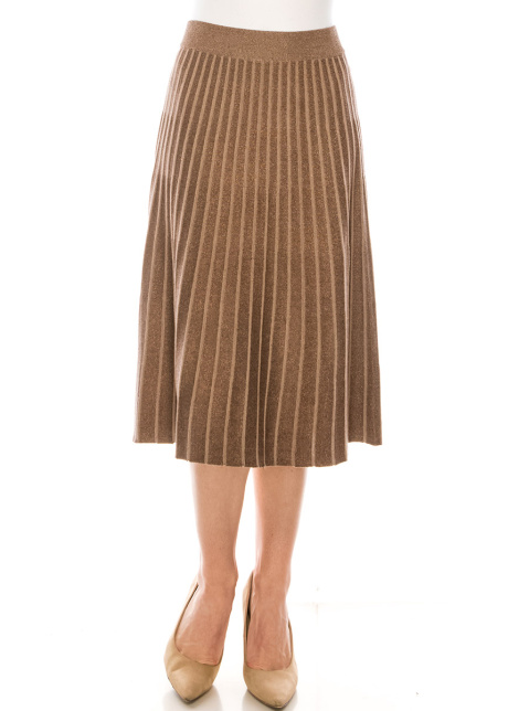 Pleated lurex skirt in taupe