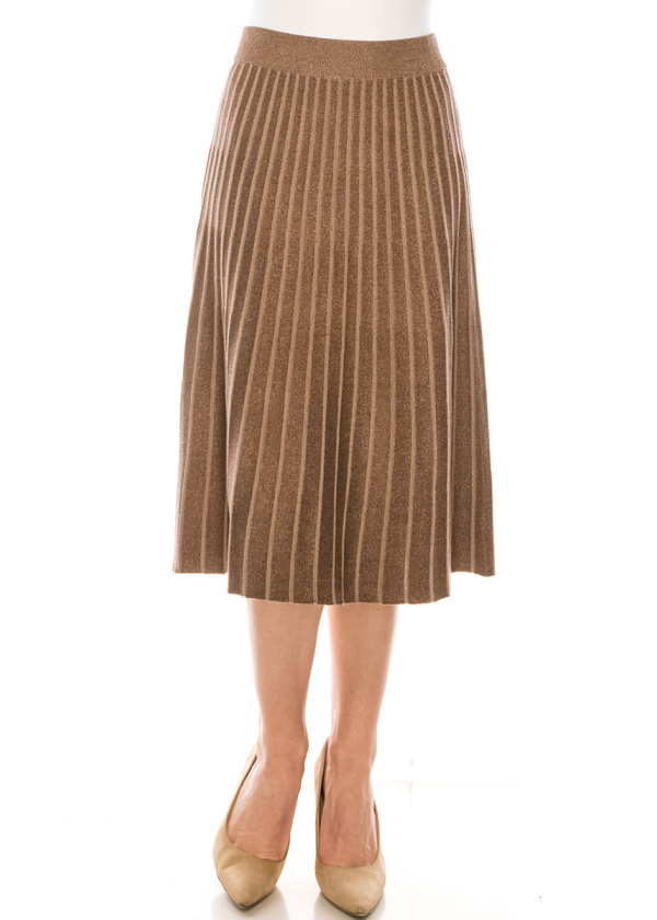 Pleated lurex skirt in taupe