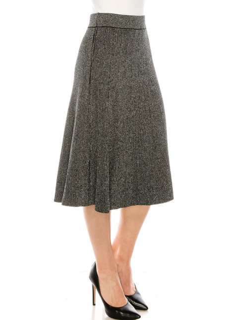 A-line silver lurex skirt