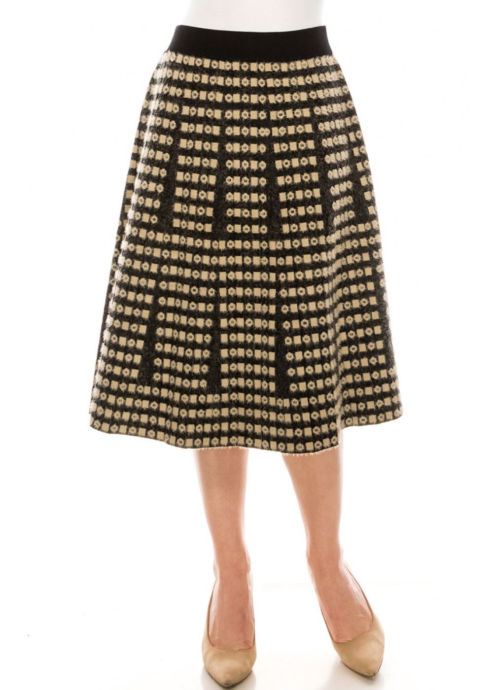 A-line knit skirt in taupe