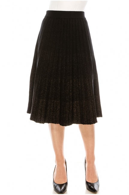 Black Accordion Skirt With Burgundy Shimmer