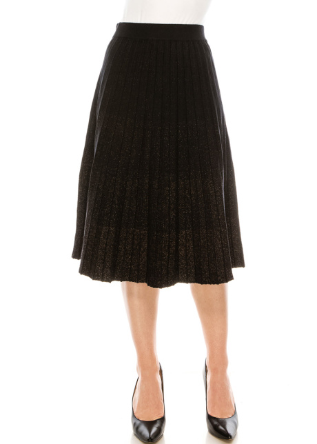 Black Accordion Skirt With Burgundy Shimmer