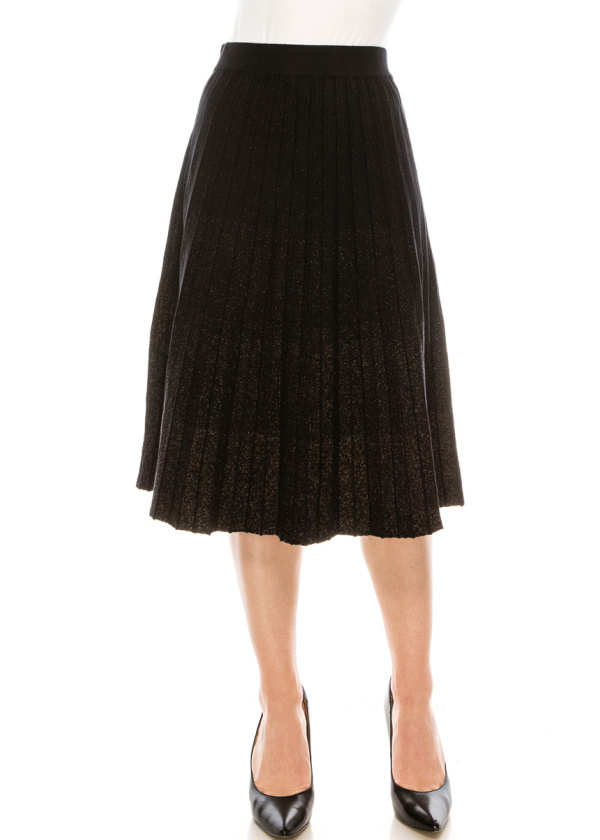 Black Accordion Skirt With Burgundy Shimmer