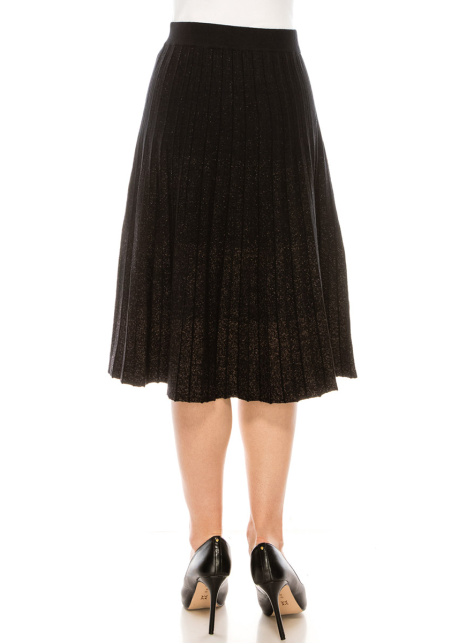 Black Accordion Skirt With Burgundy Shimmer