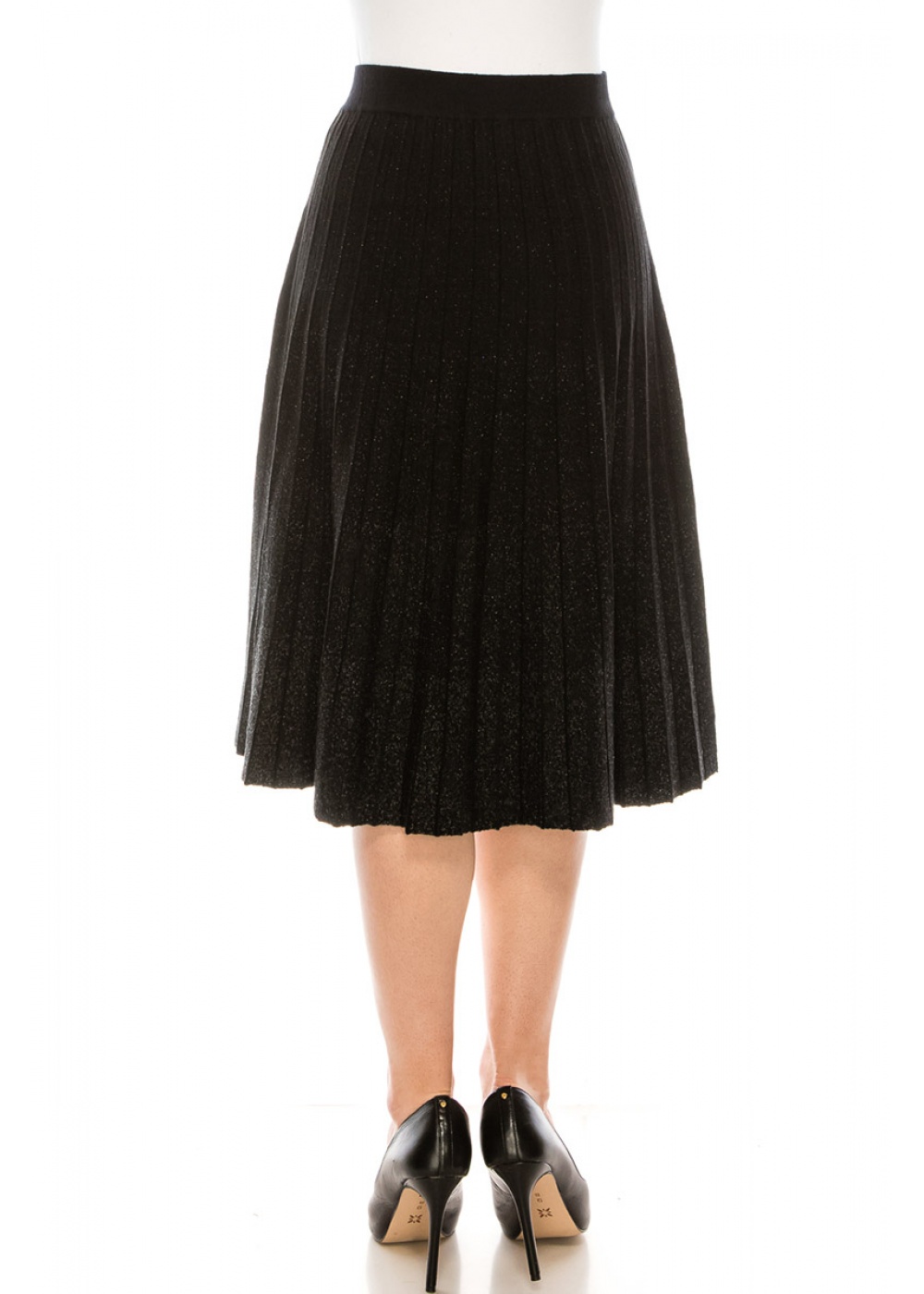 Black Accordion Skirt With Silver Shimmer