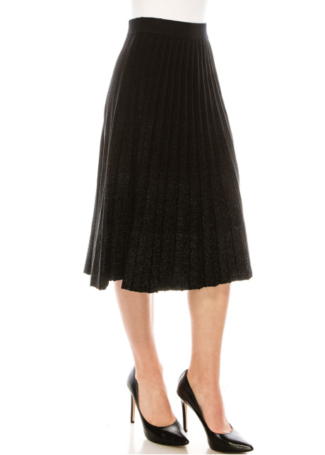 Black Accordion Skirt With Silver Shimmer