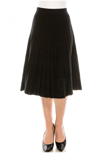 Black Accordion Skirt With Silver Shimmer