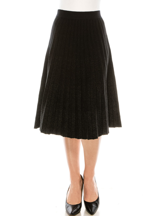 Black Accordion Skirt With Silver Shimmer