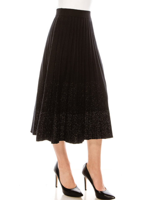 HIGH WAIST PLEATED SKIRT WITH SILVER SHIMMER