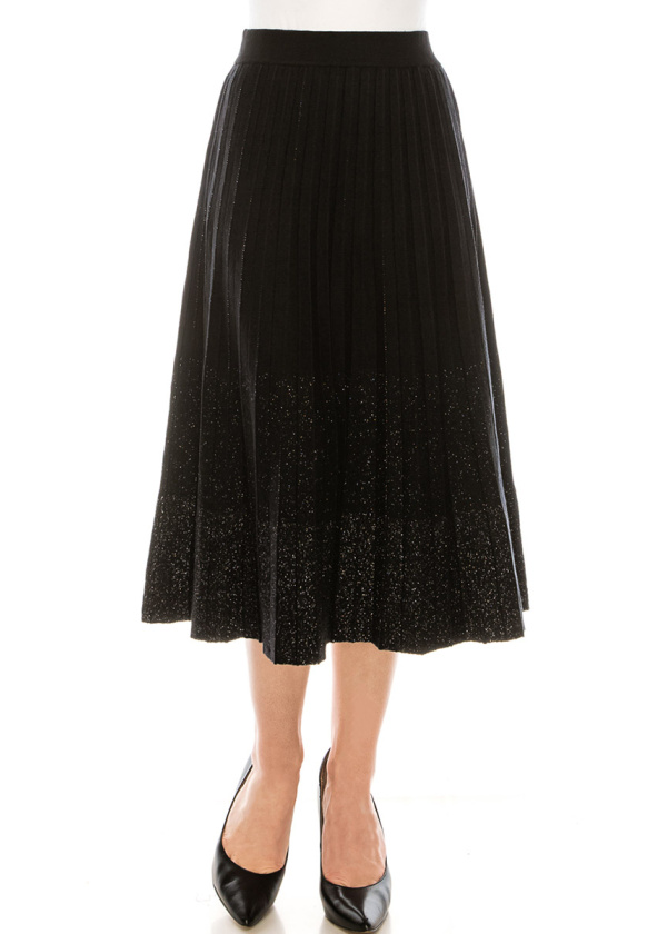 HIGH WAIST PLEATED SKIRT WITH SILVER SHIMMER