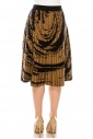 Abstract Pattern Pleated Skirt in Camel