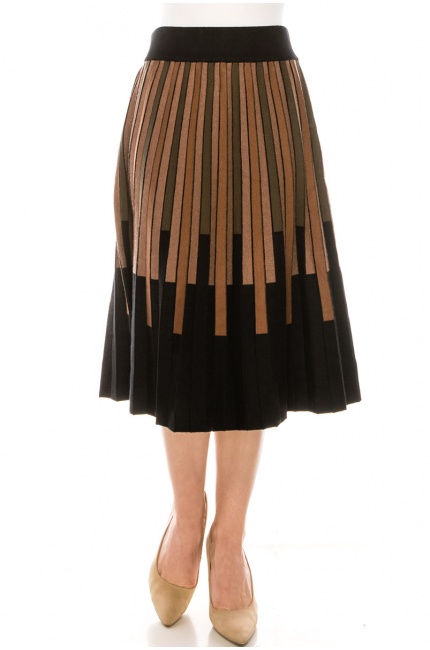 Multi-colored Striped Midi Skirt