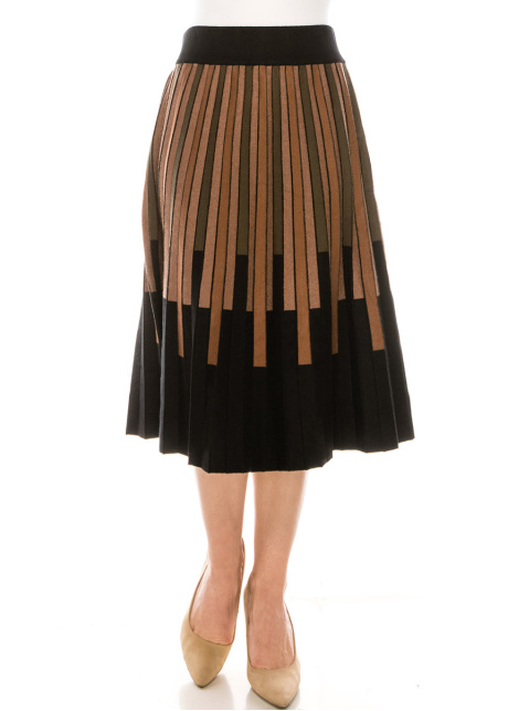 Multi-colored Striped Midi Skirt