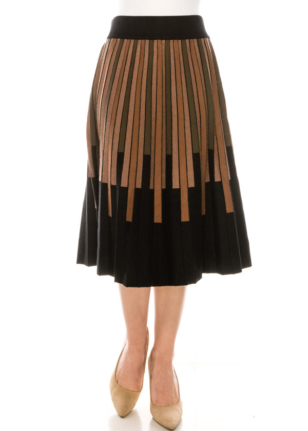 Multi-colored Striped Midi Skirt