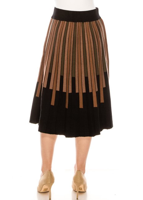 Multi-colored Striped Midi Skirt