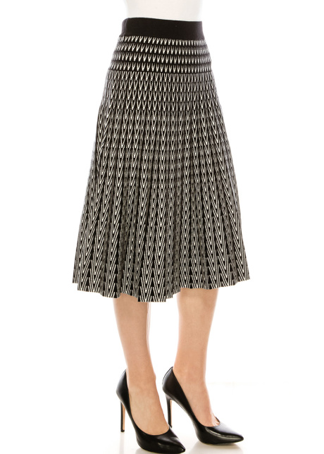 Geometric Pattern Knife Pleated Skirt