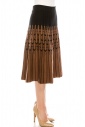 Fair Isle Pleated Skirt in Black and Camel