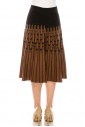 Fair Isle Pleated Skirt in Black and Camel
