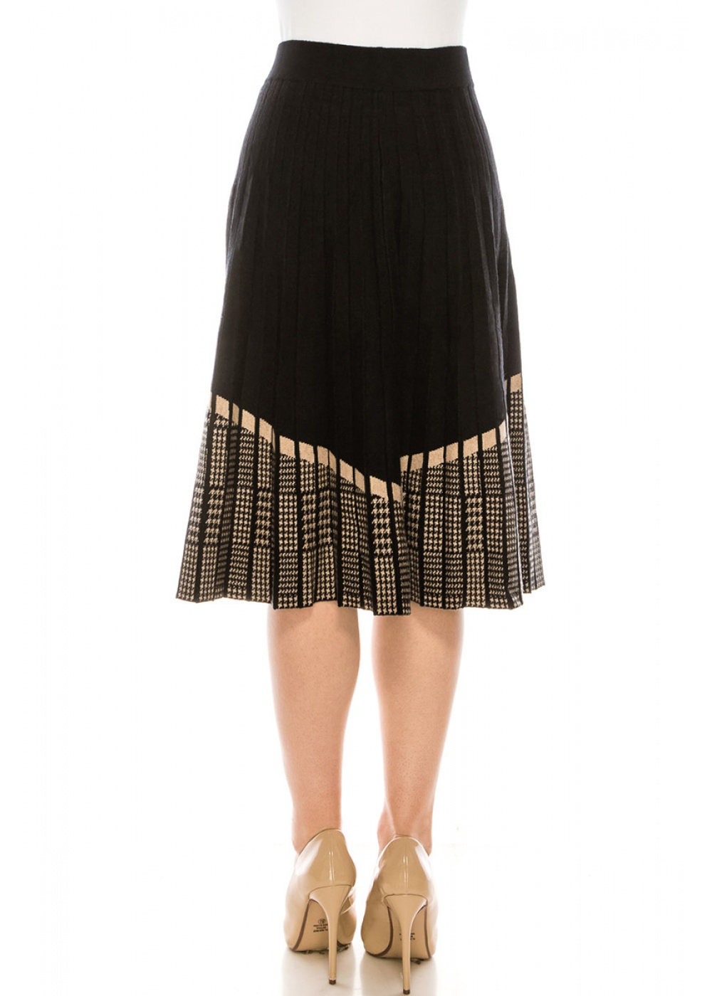 High waist Midi Skirt With Printed Hem