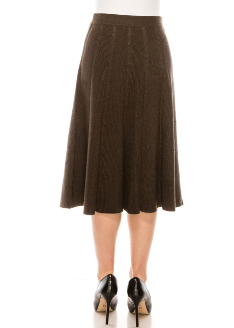 Knit pleated skirt in brown