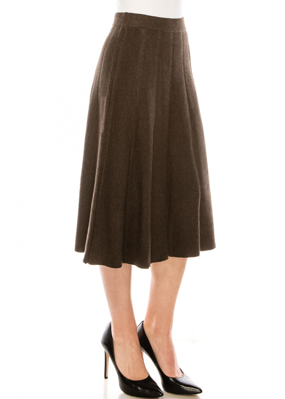 Knit pleated skirt in brown