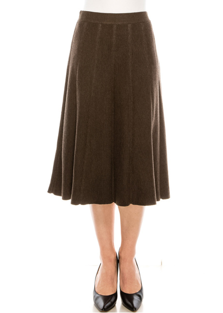 Knit pleated skirt in brown