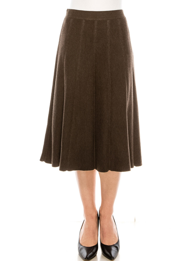Knit pleated skirt in brown