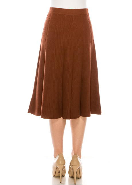 Knit pleated skirt in rust