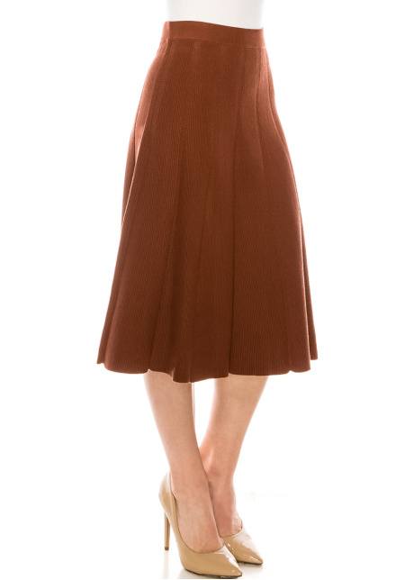 Knit pleated skirt in rust