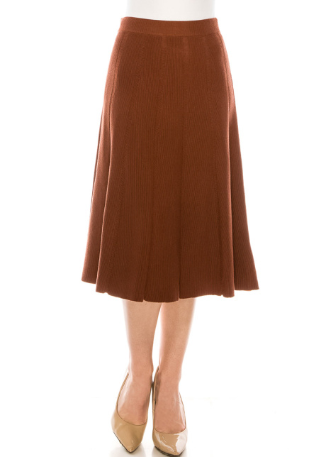 Knit pleated skirt in rust