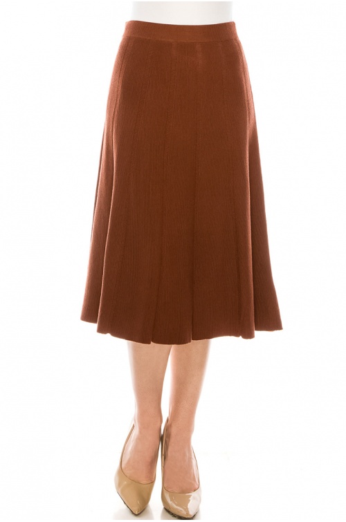 Knit pleated skirt in rust