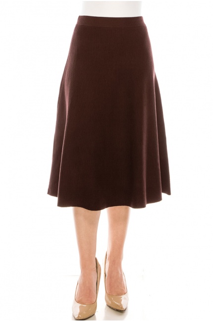 A-line midi skirt in brown
