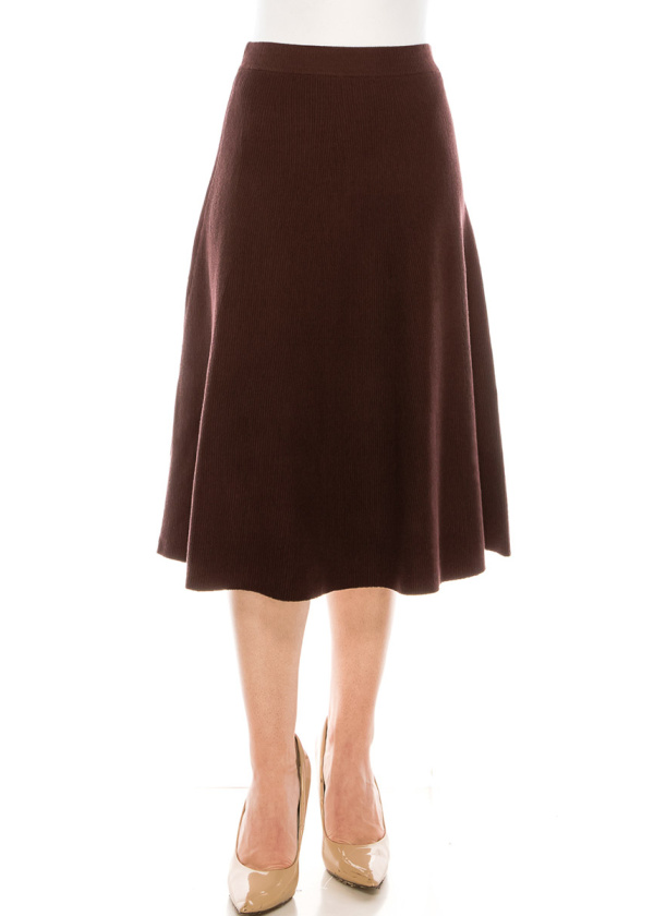 A-line midi skirt in brown