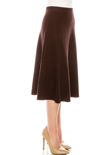 A-line midi skirt in brown