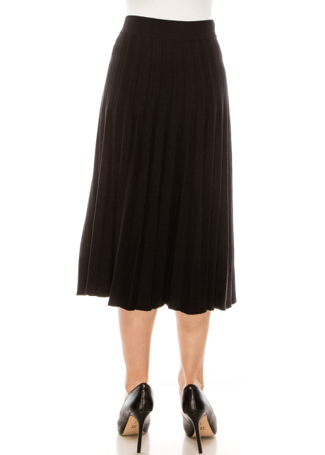 High waist pleated skirt in black (32")