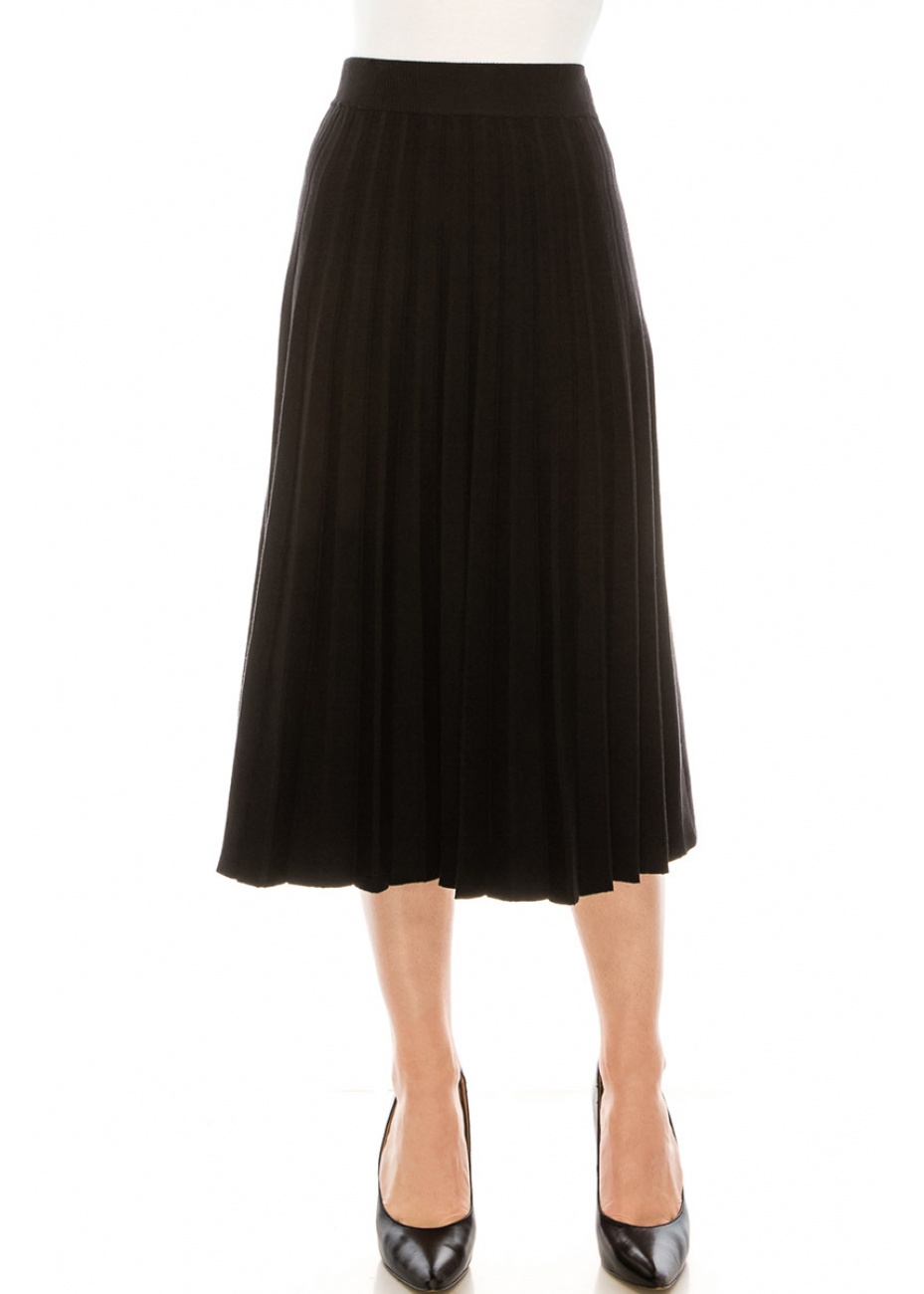 High waist pleated skirt in black (32")