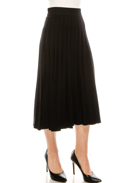 High waist pleated skirt in black (32")