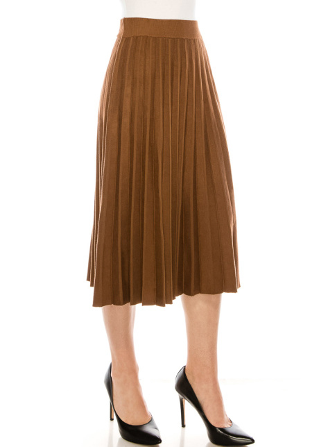 High waist pleated skirt in rust (32")