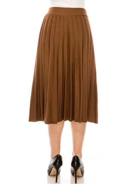 High waist pleated skirt in rust (32")