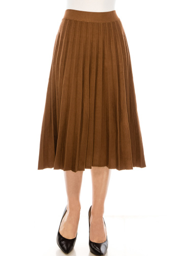 High waist pleated skirt in rust (32")