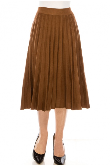 High waist pleated skirt in rust (32")