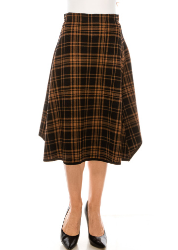 A-line checkered skirt in black and yellow
