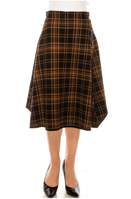 A-line checkered skirt in black and yellow