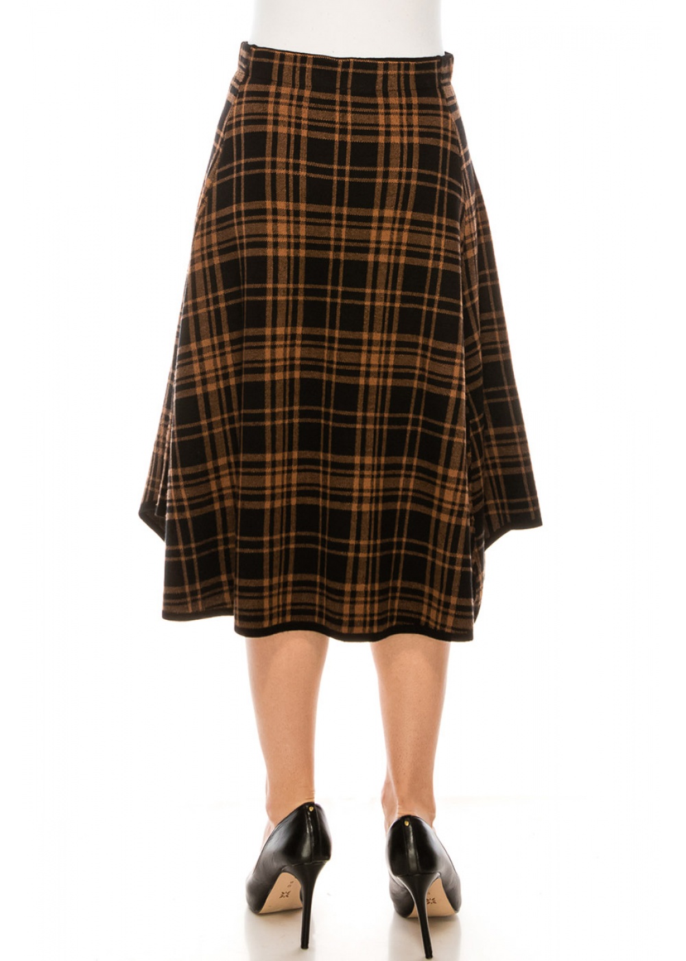 A-line checkered skirt in black and yellow