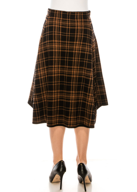 A-line checkered skirt in black and yellow
