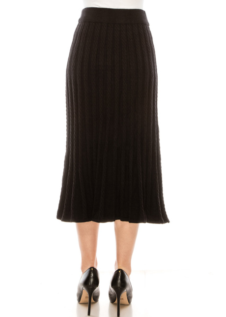 Knitted flared hem maxi skirt in black
